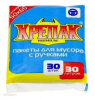 Мешки для мусора с ручками 30л*30шт "КРЕПАК"
