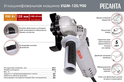 МШУ УШМ-125/900 Ресанта