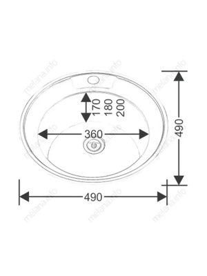 Мойка врезная круглая d49 0.8/180 3 1/2+сифон MELANA
