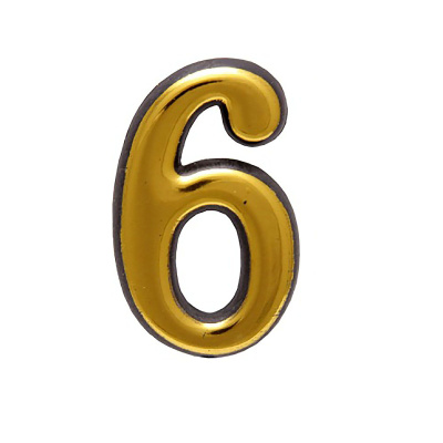 Цифра дверная "6" золото пл. АЛЛЮР