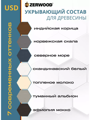 Укрыв. состав д/древесины 0,9кг (эфиопия мокко)"ZERWOOD"