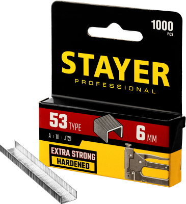 STAYER Скобы для степлера 6мм тип 53 1000шт 