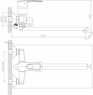 Смеситель для ванны T40-32